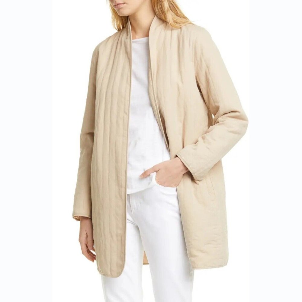 Sold_ Eileen Fisher on Christmas Sales! light jacket,  Quilted Tencel & Linen